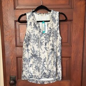 Floral Sleeveless Blouse - Black and Cream